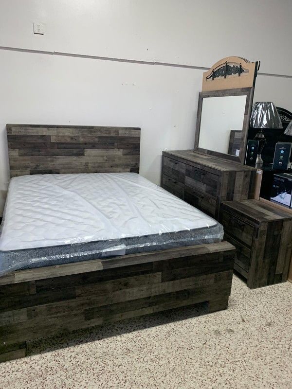 SAME DAY DELIVERY 💳New Ashley Dark Gray Panel Bedroom Set》Queen, King 💳Bed, Dresser, Mirror, Nightstand included.