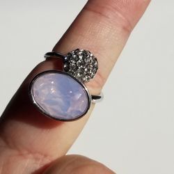 Swarovski crystal/ Rhodium plated/Nickel Free/Free size ring