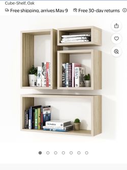 Set Of 4 Cube-Shelf Oak Color