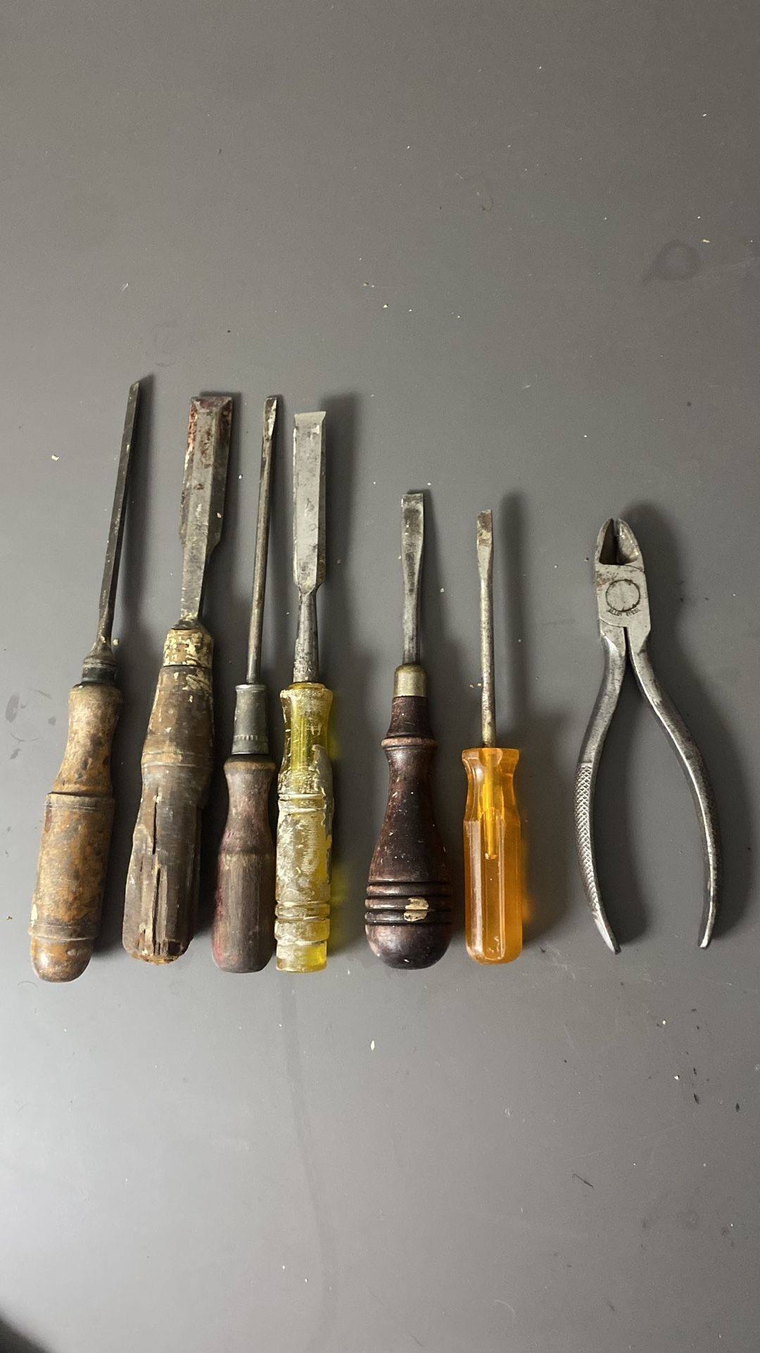 Vintage Hand Tool Set - Wood Chisels, Screwdrivers, Wire Cutters