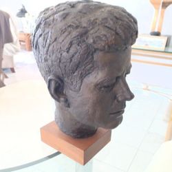 Austin productions Kennedy bust on wood stand 1964.