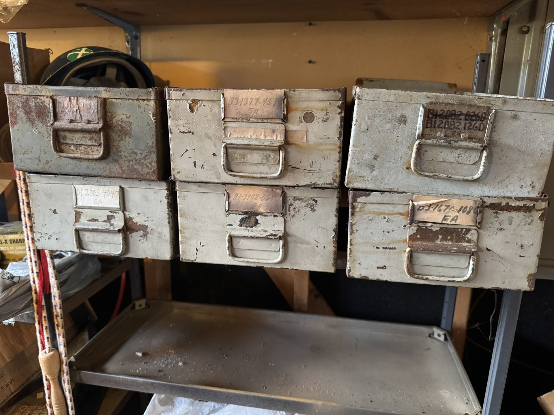 Industrial vintage metal drawers containers