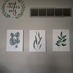 3 PC Green Leaves Botanic Canvas 