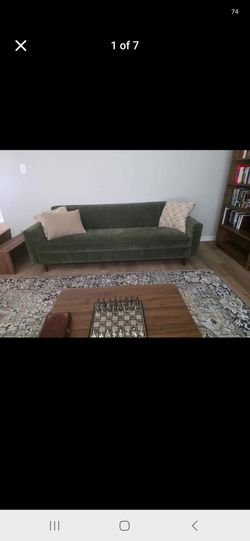 Jonathan Louis Jace Stationary Sofa in Amici Moss Velvet