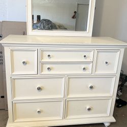Eggshell White (Ivory) Tall Dresser with Mirror