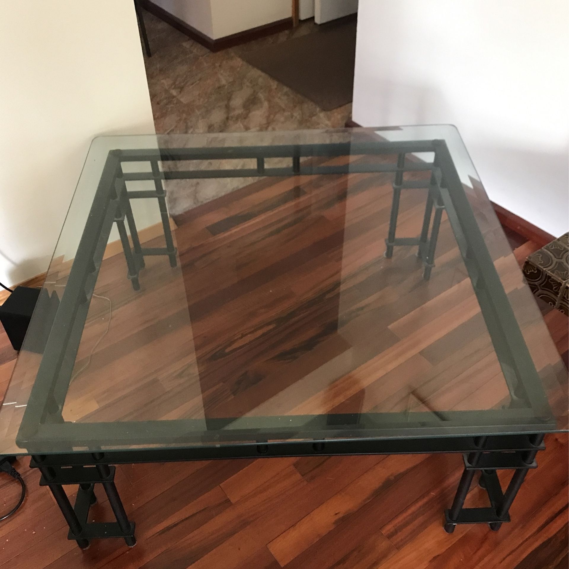 Black Iron Glass End Table