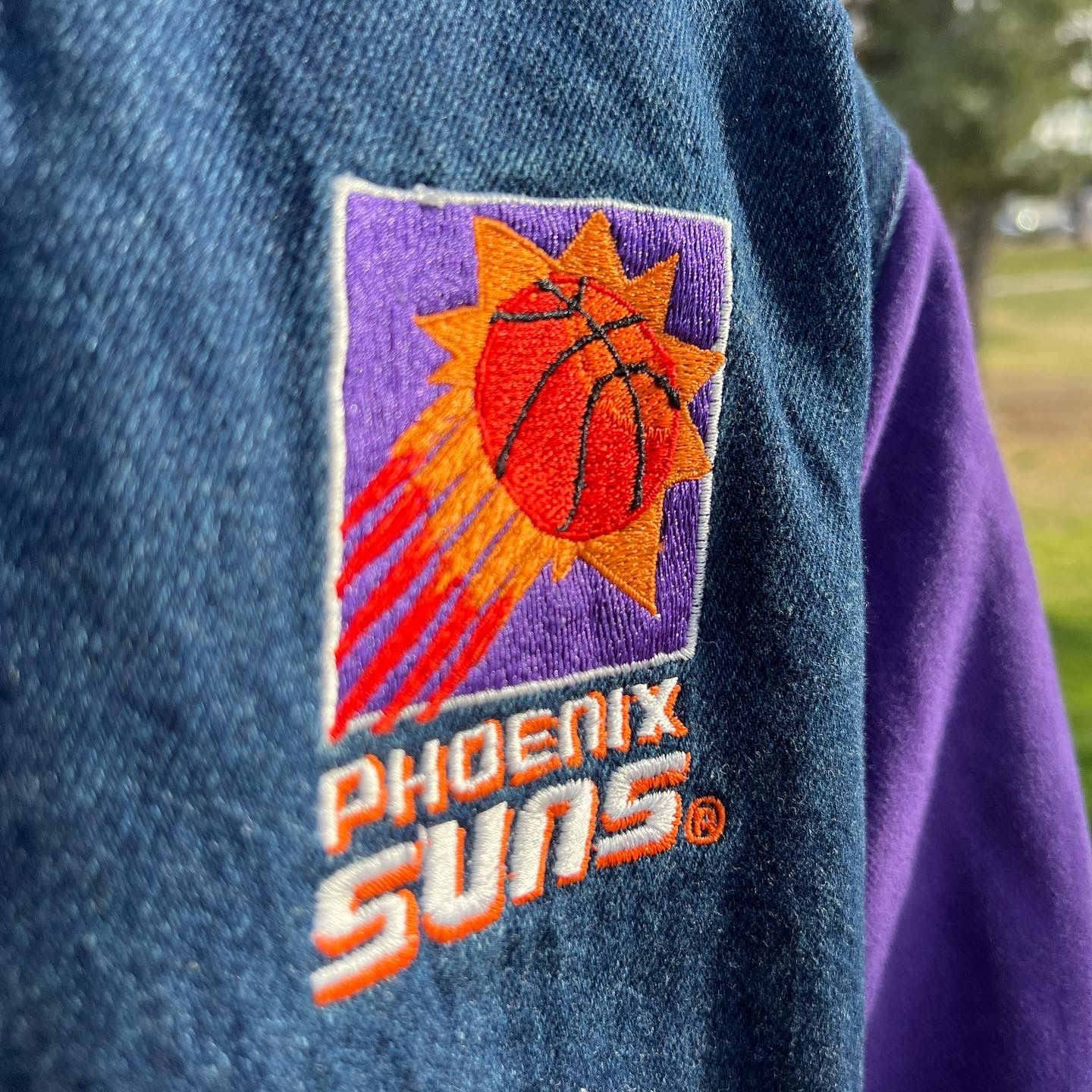 90s Retro Phoenix Suns Denim Starter Jacket