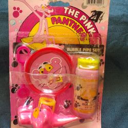 Vintage Pink Panther Set From The 80s. Molded Bubble Pipe.