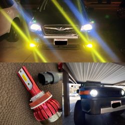 6000k Glacier White LED Headlight And 3000k Jdm Yellow LEDs Fog Lights 
