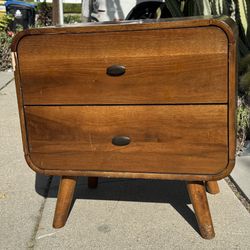 Solid Wood Cabinet 2 Drawers Mid-Century Style Brown (Silver Lake)
