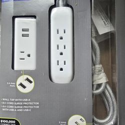 Multiple Outlet and Wall Mounted Surge Protector Set (3-Pack)