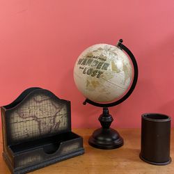 Globe With Quote Not All Who Wander Are Lost.  Perfect Gift For The Traveler In You. 