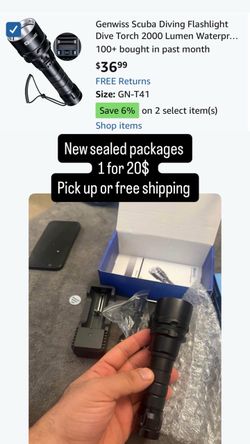 Scuba Diving Flashlight Dive Torch 2000 Lumen Waterproof Underwater XM-L2 LED Submarine Lights Holder with Charger for Under Water Deep Sea Cave at Ni