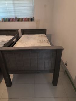 Twin Wooden Bed Frame with Mattress