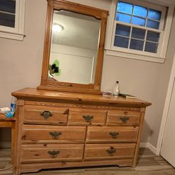 Wood Dresser With Mirror 