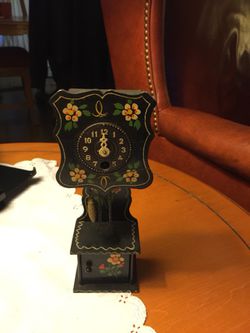 Old doll house grandfather clock with key