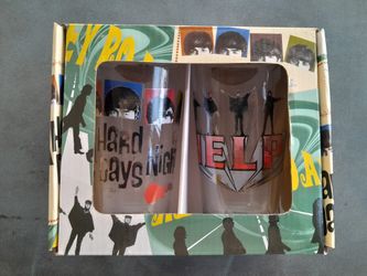 The Beatles 16 Ounce Collector Glassware w/Artwork "A Hard Days Night" & "Help" (New). L@@K!