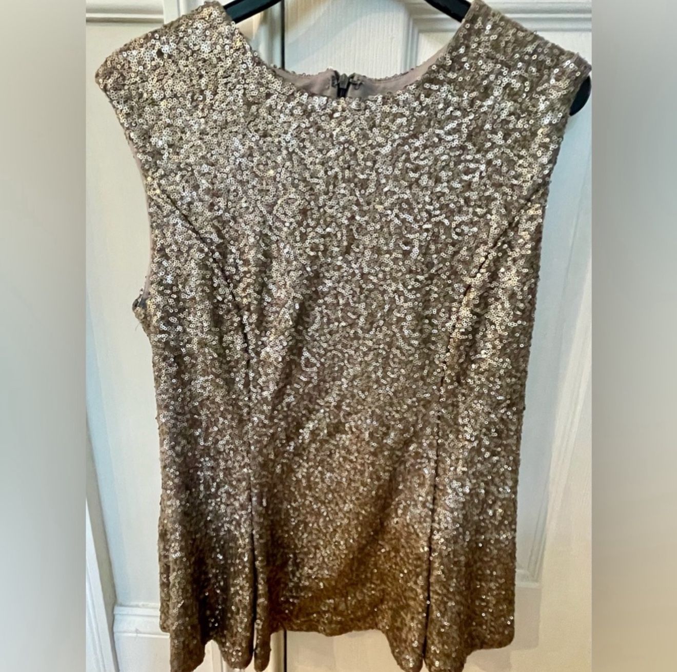 Glitter Glam Sequined Gold Sleeveless Tunic Top with Back Zipper (size 4)