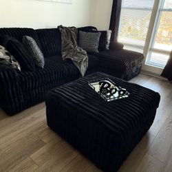 Black Sectional Sofa Set w/ Ottoman — $2,000 (Full Set) 
