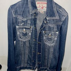True Religion Men's Jimmy Super T Denim Jacket - Blue Jean Trucker Coat