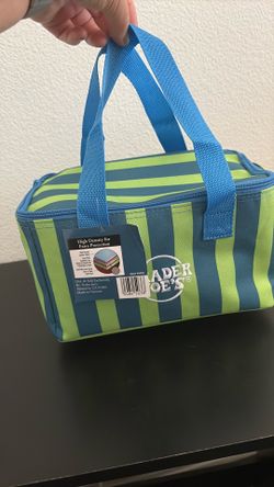 Trader Joe's Mini Insulated Tote Lunch Bags Green Blue Striped limited edition spring 2026