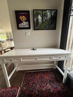 White 3-Drawer Writing Desk / Console Table