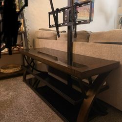 TV Stand w/ Adjustable Mount & Cable Management (56” wide)