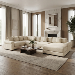 Albany 155" Modular Corduroy Oversized Cloud U-Shaped Sectional Sofa with Ottoman