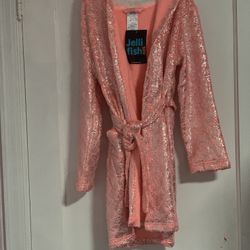 Jelli Fish Kids Pink Sequin Sparkly Robe size 7/8 NWT