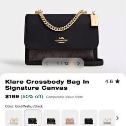  Leather Black & Signature Coach Bag - Never Used.