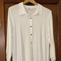 Kim Rogers: Button Front, Collared, 3/4 Length Sleeves, Size: Large 