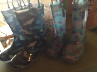 Light up rain boots gently worn sharks size 13 butterflies size 11 $15 each