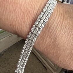 NEW Gorgeous 925 Sterling Silver ( Plata) Genuine 178 Small Real Small Diamonds 7/8” Bracelet SALE. $360. O.B.O. 🎈