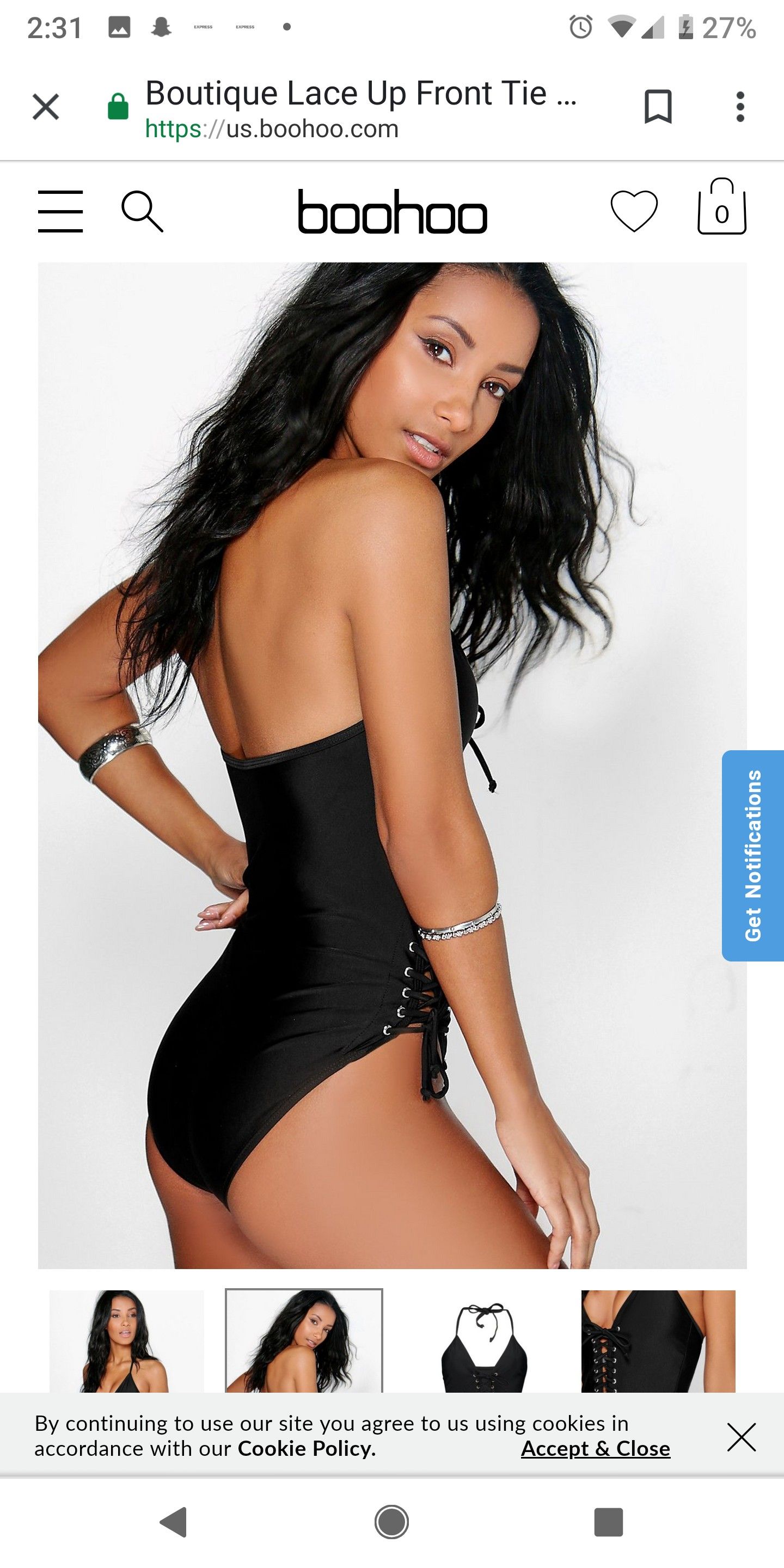Boohoo black swimsuit size 8
