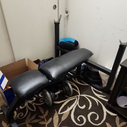 Bench with Attached Squat Rack 