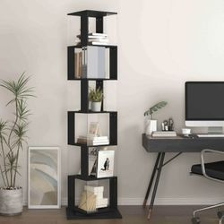 Assembled New 360° Rotating 6-Tier Bookshelf Tower, Space-Saving Book Shelf Organizer for Kids Rooms, Tall Narrow Wood Bookshelf