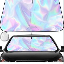 Brand: Clothclose Iridescent Sun Shade for Car Windshield, Foldable Universal Car Windshield Upgrade Sunshade Enhanced UV Rays Reflective Sun Visor Sh