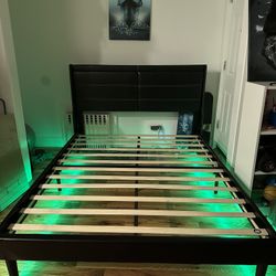 Leather Queen Size bed Frame With LED