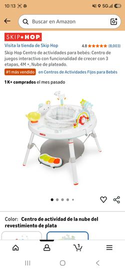 Skip Hop Centro de actividades para bebés: Centro de juegos interactivo con funcionalidad de crecer con 3 etapas, 4M +, Nube de plateado.