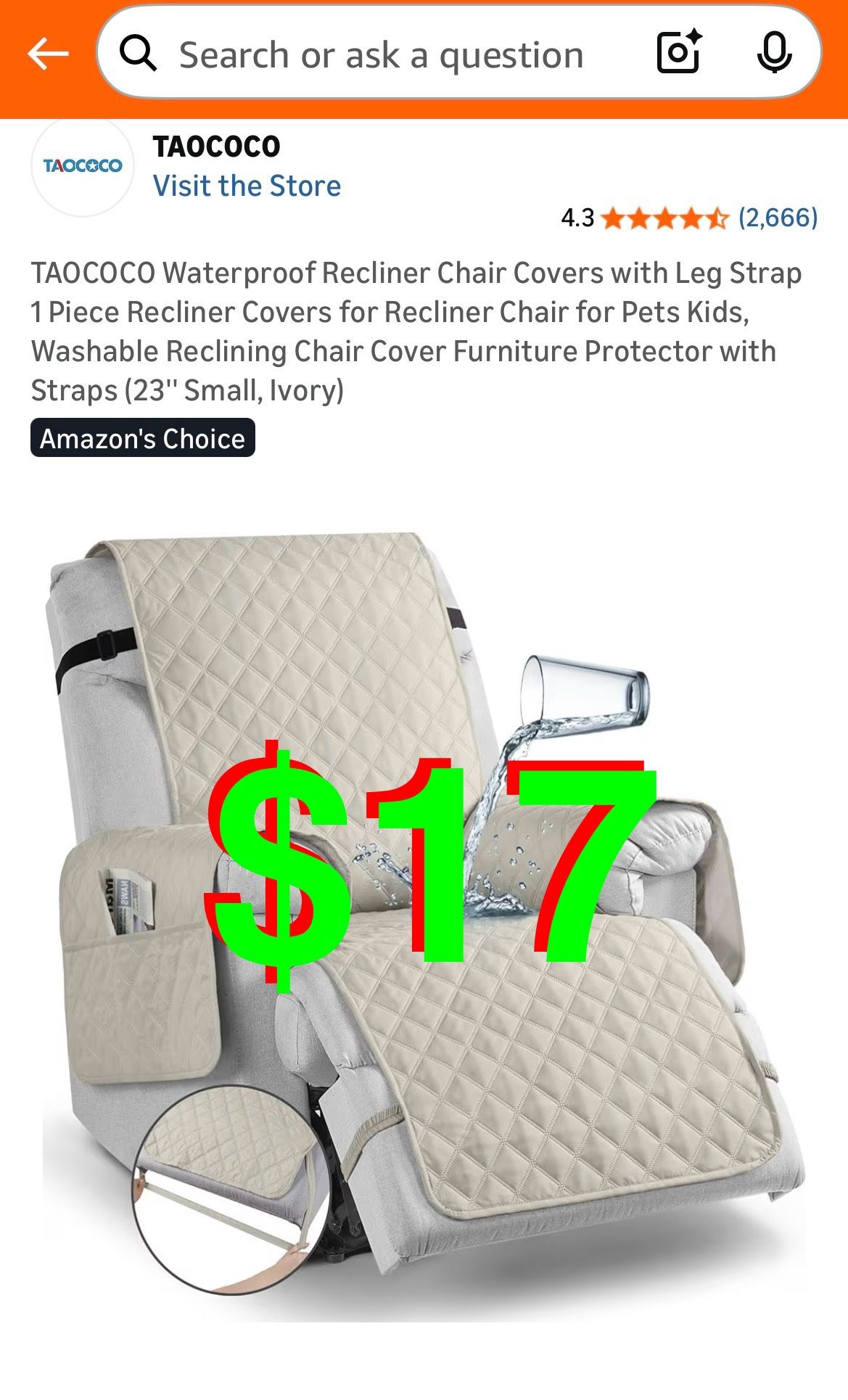Waterproof Recliner Chair Covers with Leg Strap 1 Piece Recliner Covers for Recliner Chair for Pets Kids, Washable Reclining Chair Cover Furni