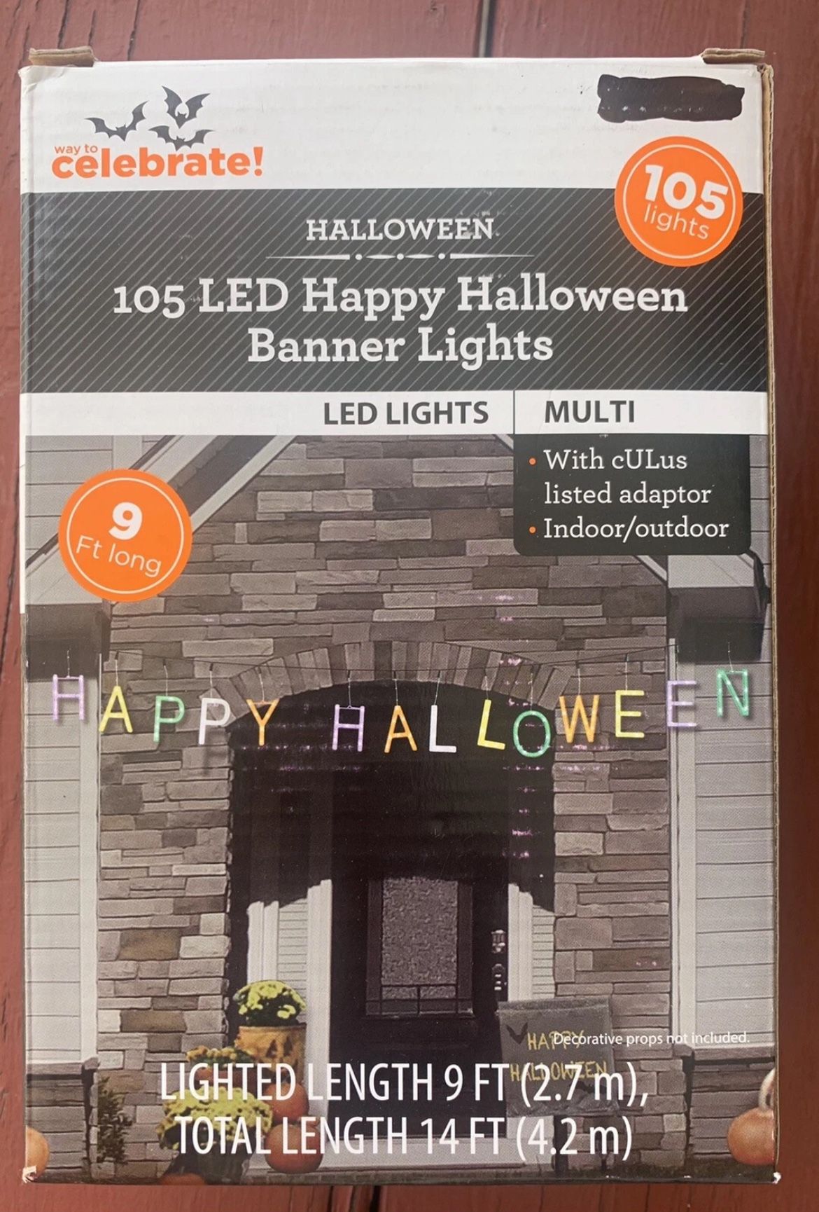 Happy Halloween Banner Lights 105 LED Lights 9ft lighted length