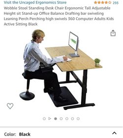 WOBBLE STOOL Standing Desk Chair ergonomic tall adjustable height sit  stand-up office balance drafting bar swiveling leaning perch perching high