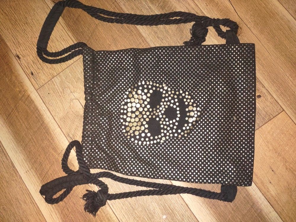 Black And Gold Skull Draw String Backpack