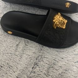 Versace Black Slides New