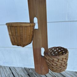 Hanging wooden planter holder 2 plants decorative decor gift vintage handmade