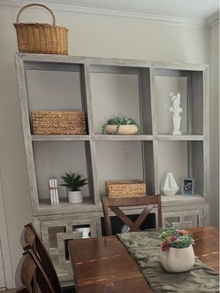 Gray Wash Wood Cube Bookcase Shelving Unit