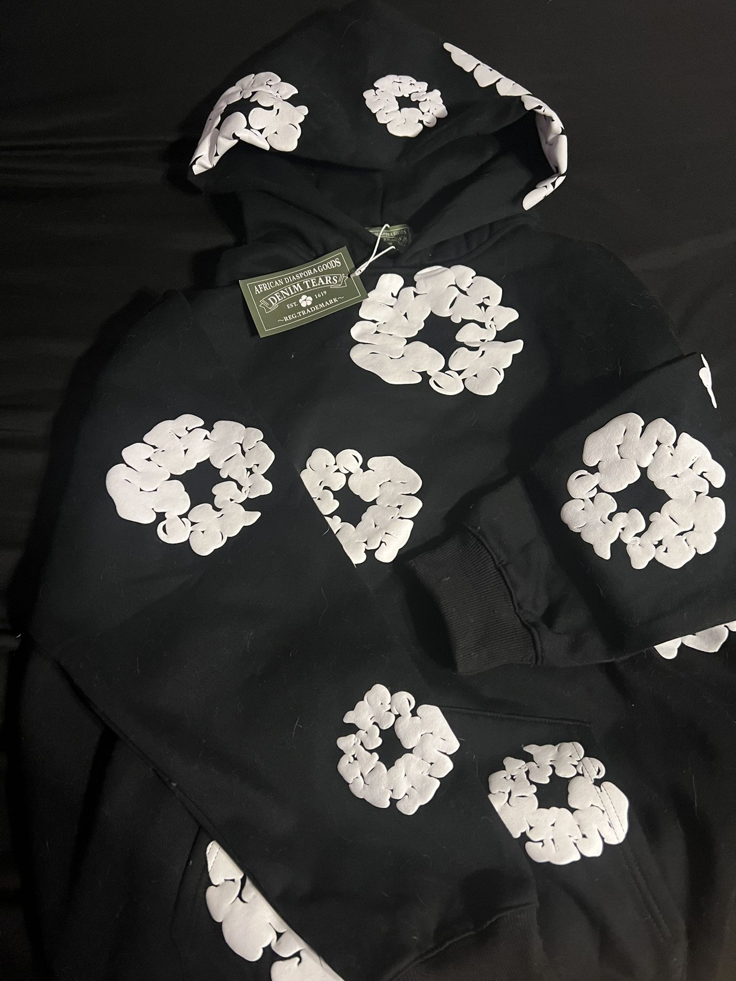 (XL) Denim Tears Hoodie Black & White Cotton