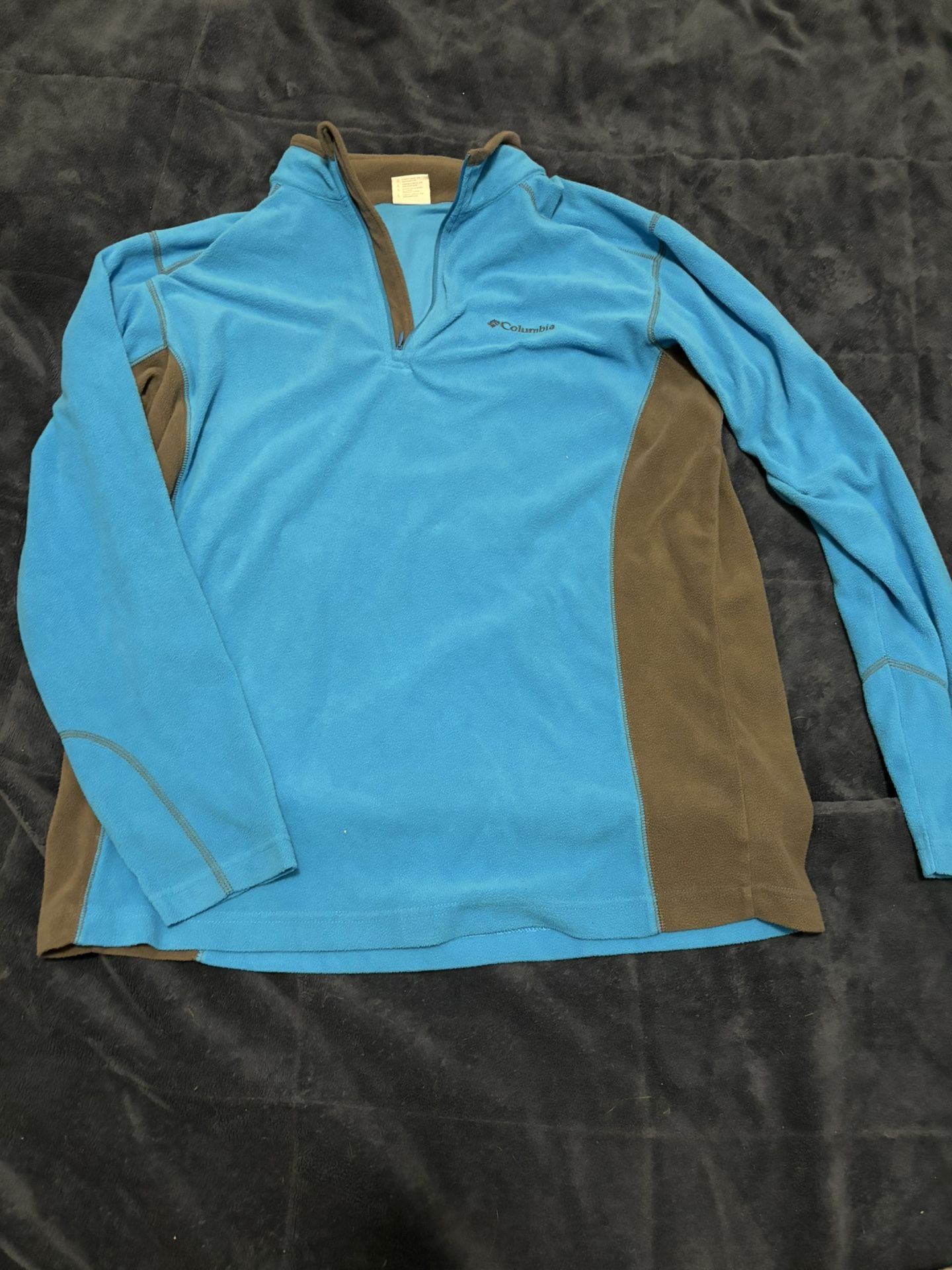 Columbia Fleece Pullover Quarter Zip Blue & Grey Size L