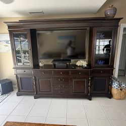 Entertainment center tall boy, dresser with matching nightstands King size bed mattress included