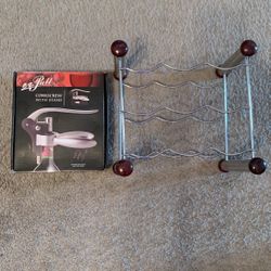 Ez Pull Corkscrew With Stand & Foldable Wine Rack